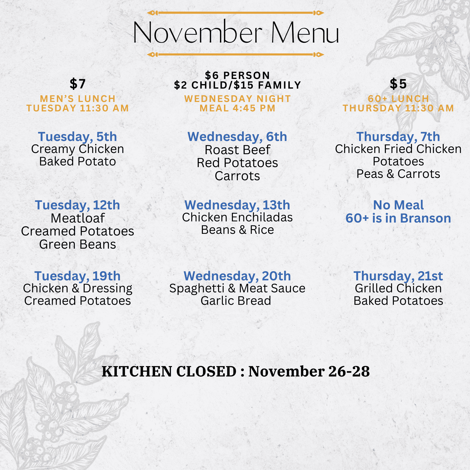 November Menu